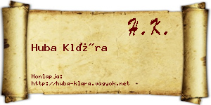Huba Klára névjegykártya